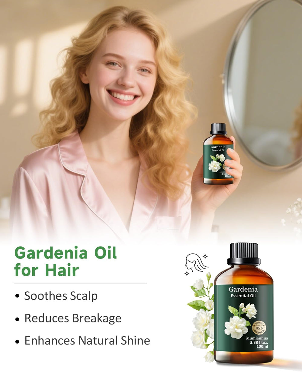 Gardenia essential oil for skincare application