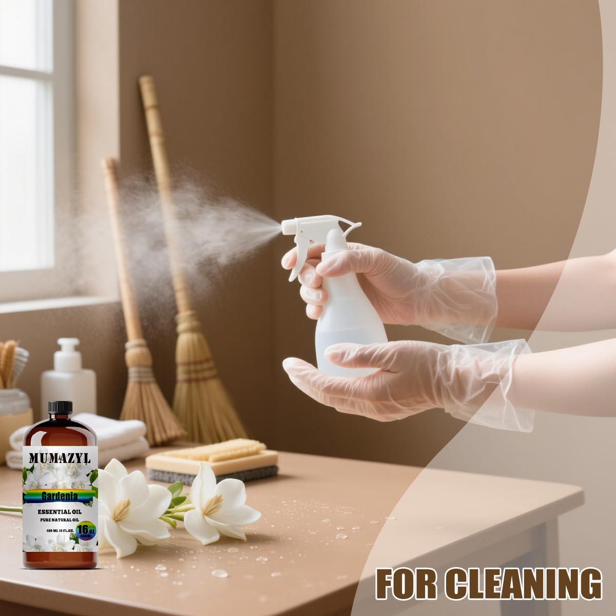 Close-up of Gardenia essential oil’s amber color.