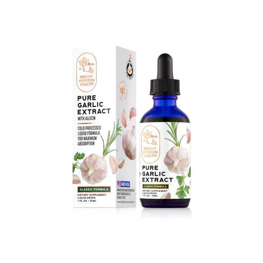 Bright Horizon Health Garlic Extract with Allicin bottle and dropper
