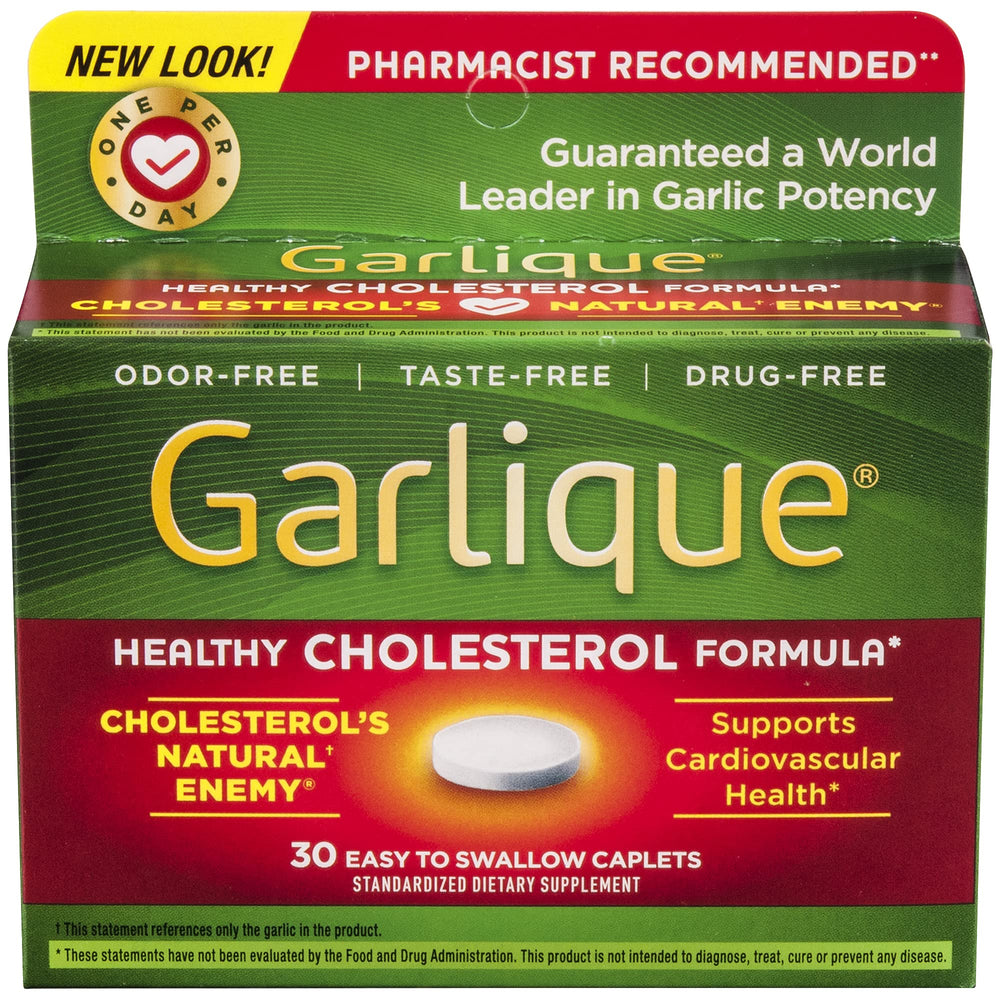 Garlique cardiovascular supplement bottle with green label