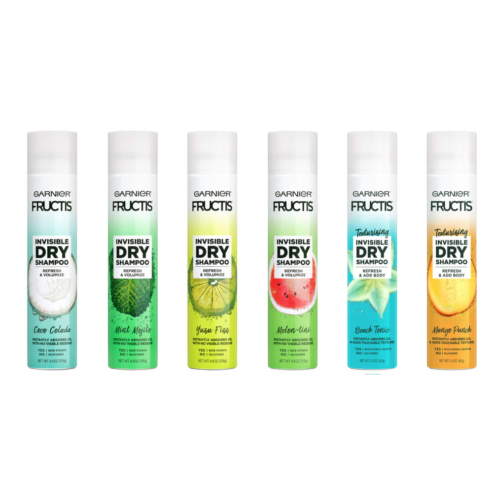 Garnier Fructis Mango Punch packaging highlights silicone-free formula.