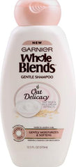 Garnier Whole Blends Gentle Shampoo Oat Delicacy label closeup highlighting natural extracts