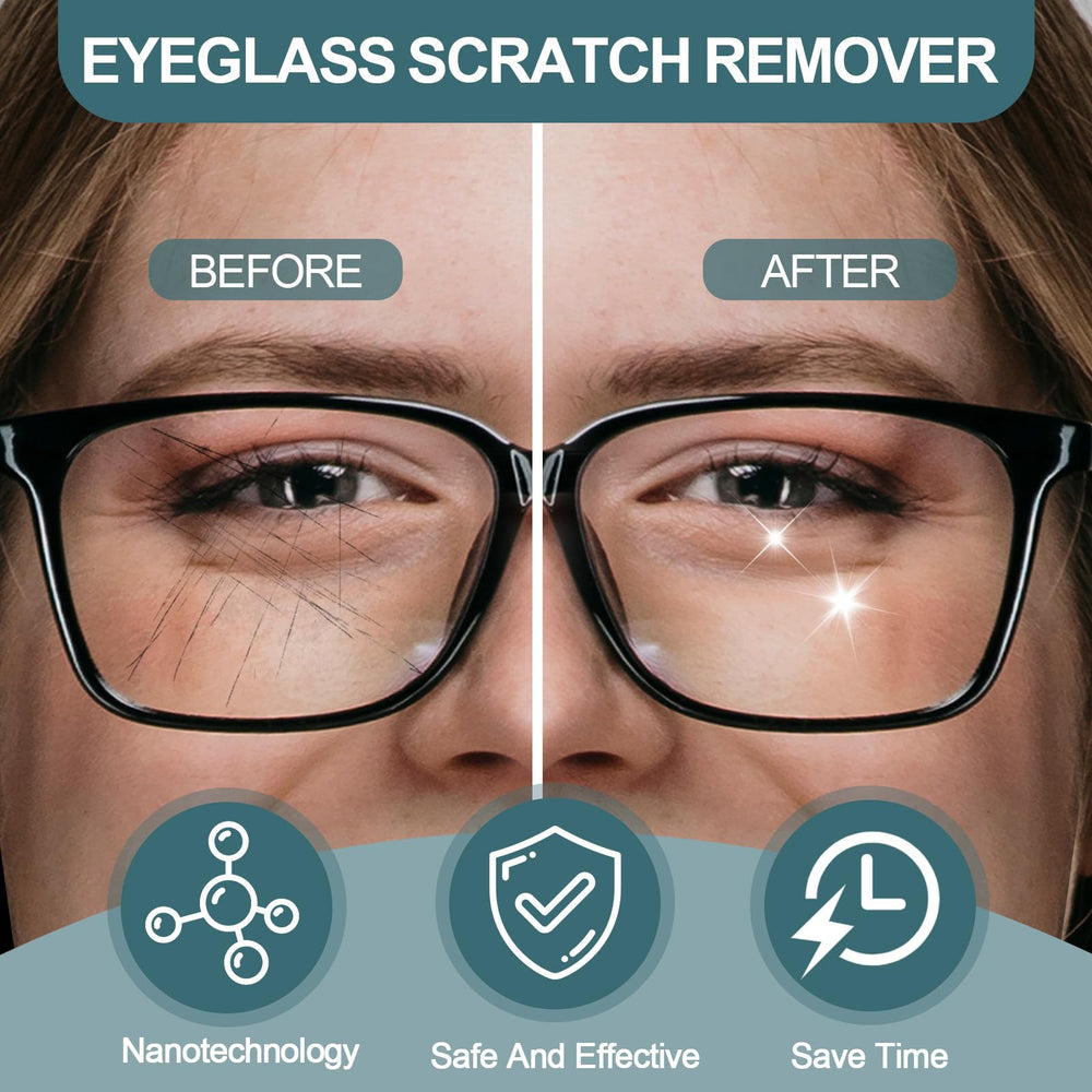 Close-up of scratch removal application on lens