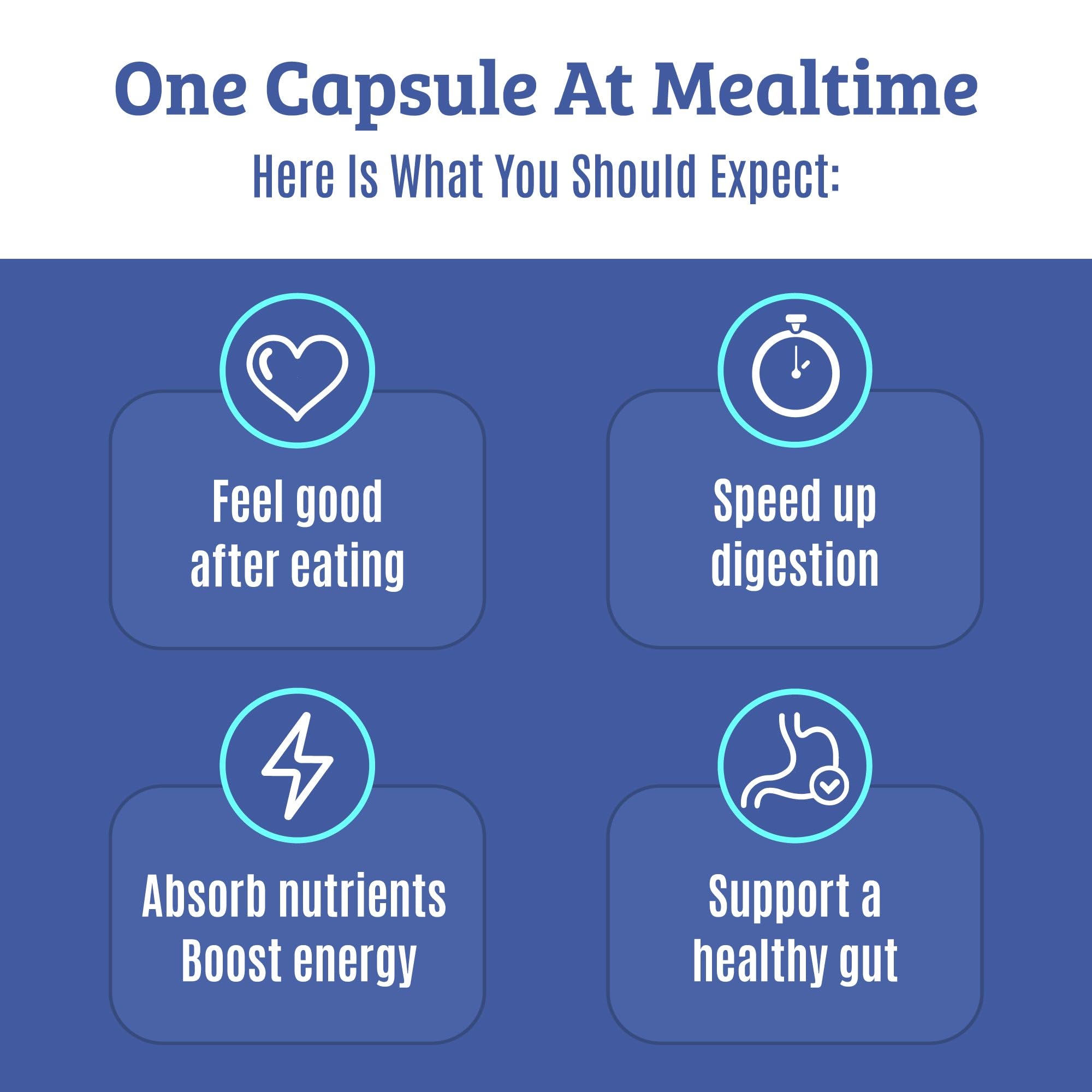 Graphic illustrating gas and bloating relief from digestive enzyme supplement