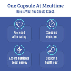 Graphic illustrating gas and bloating relief from digestive enzyme supplement