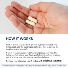 Person experiencing heartburn relief after taking digestive enzymes