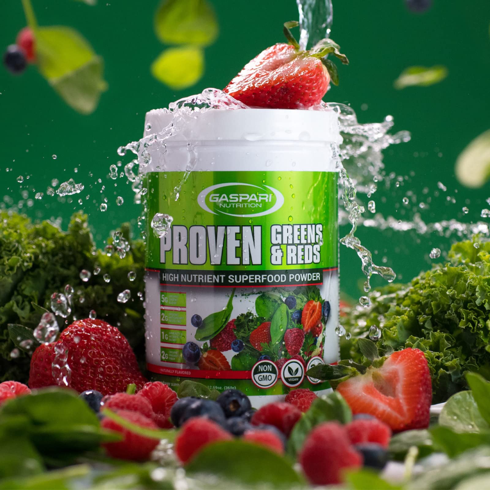 Gaspari Greens & Reds nutrition panel and serving information
