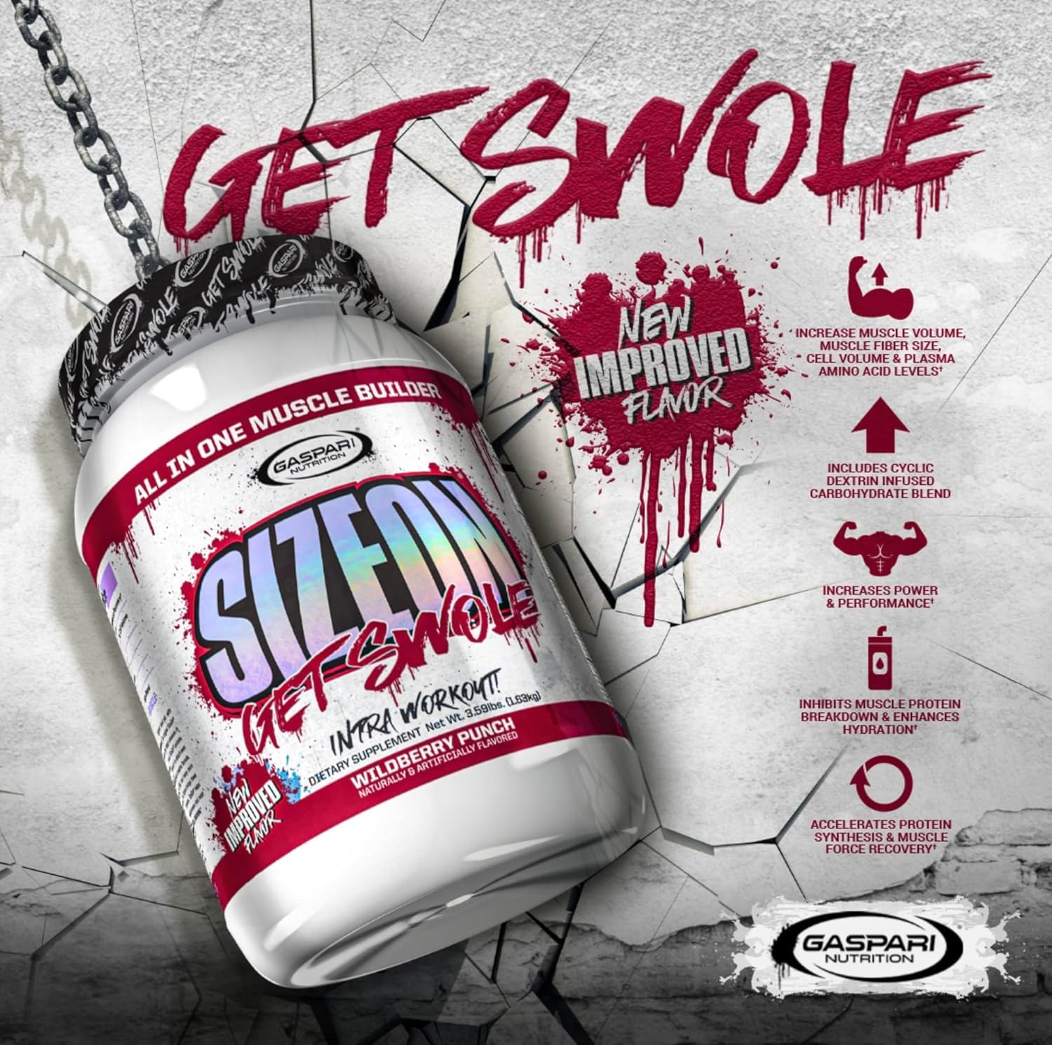 Gaspari SizeOn Raspberry tub on gym mat