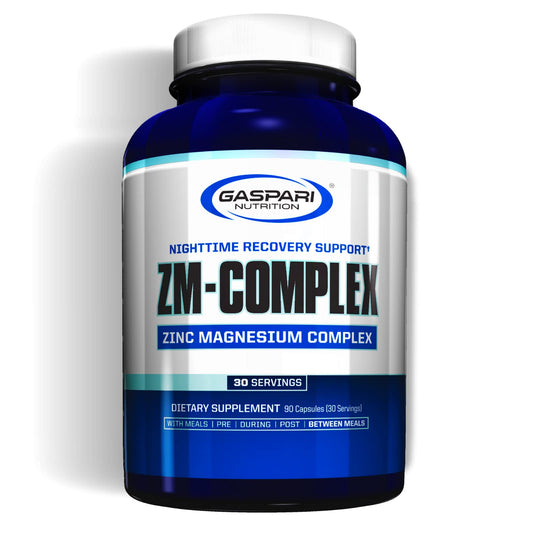 Gaspari ZM-Complex bottle and label displaying Zinc, Magnesium, Vitamin B6