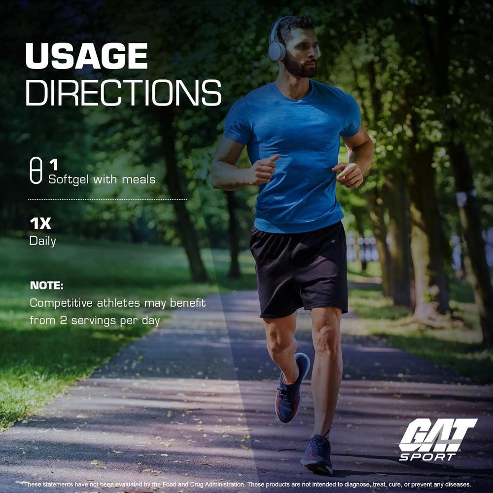 Lifestyle scene of a daily omega-3 softgel dose