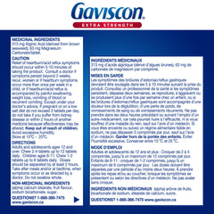 Gaviscon 60-count fruit-antacid bottle shown for day and night relief