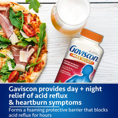 Gaviscon Max Berry packaging emphasizes berry flavor and easy-to-swallow tablets.