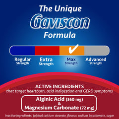 Gaviscon Max Berry Foamtabs closeup showing quick-acting foam barrier.