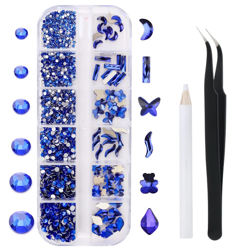 GAVIYE blue flatback rhinestones for nails provide durable sparkle.