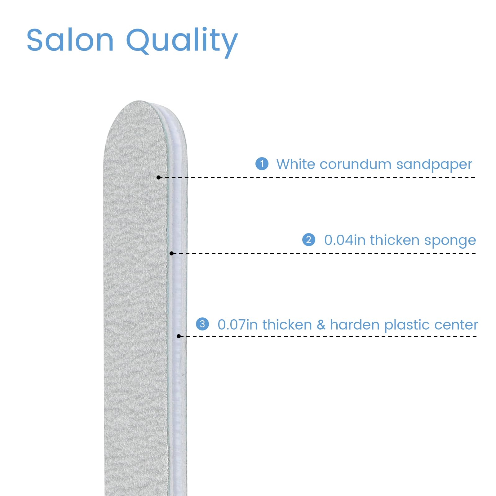 GAZEPPLUS 100/180 grit dual-sided file demonstrating smooth edge buffing on natural nails.