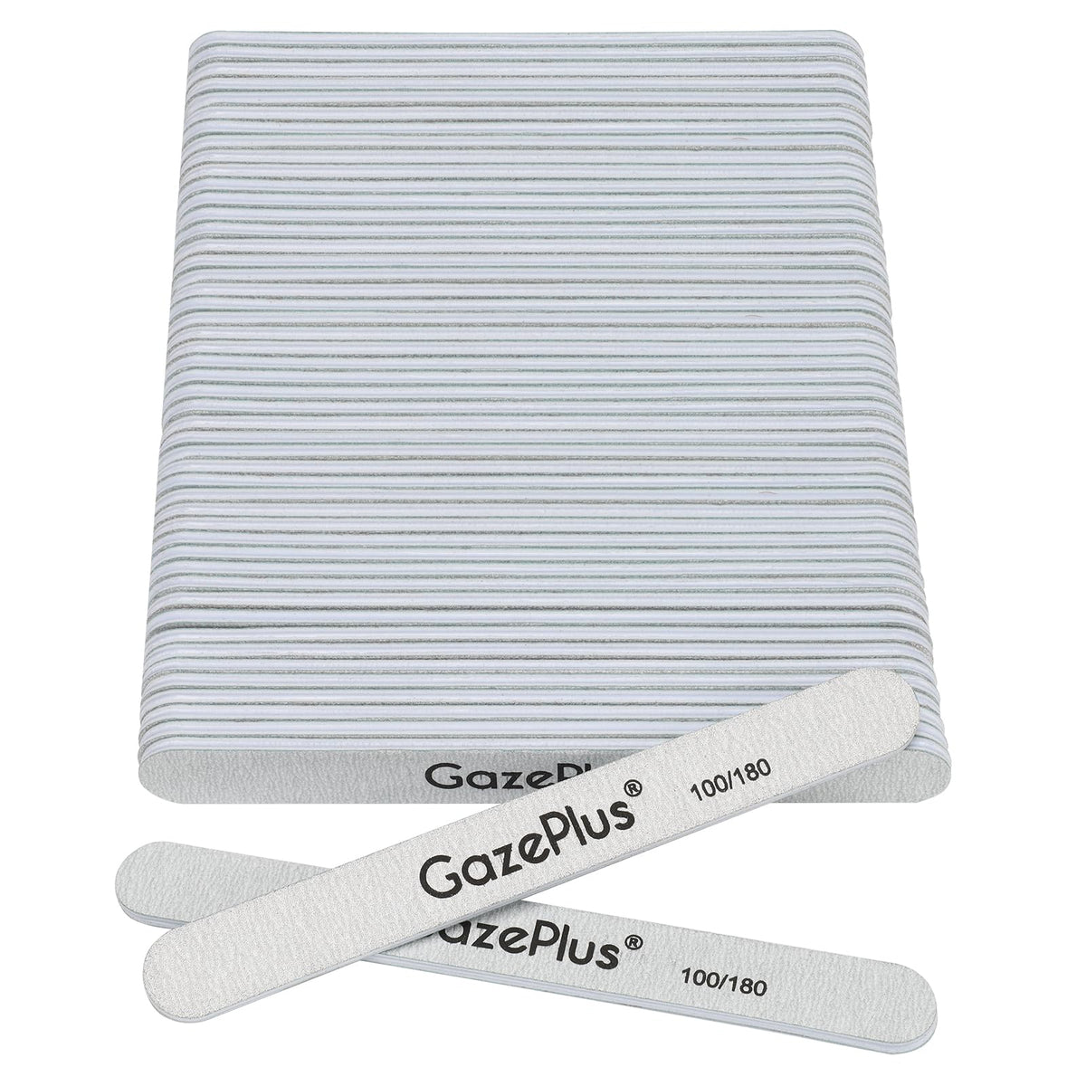 GAZEPPLUS nail files 50-pack front view with durable dual grit for acrylic removal.