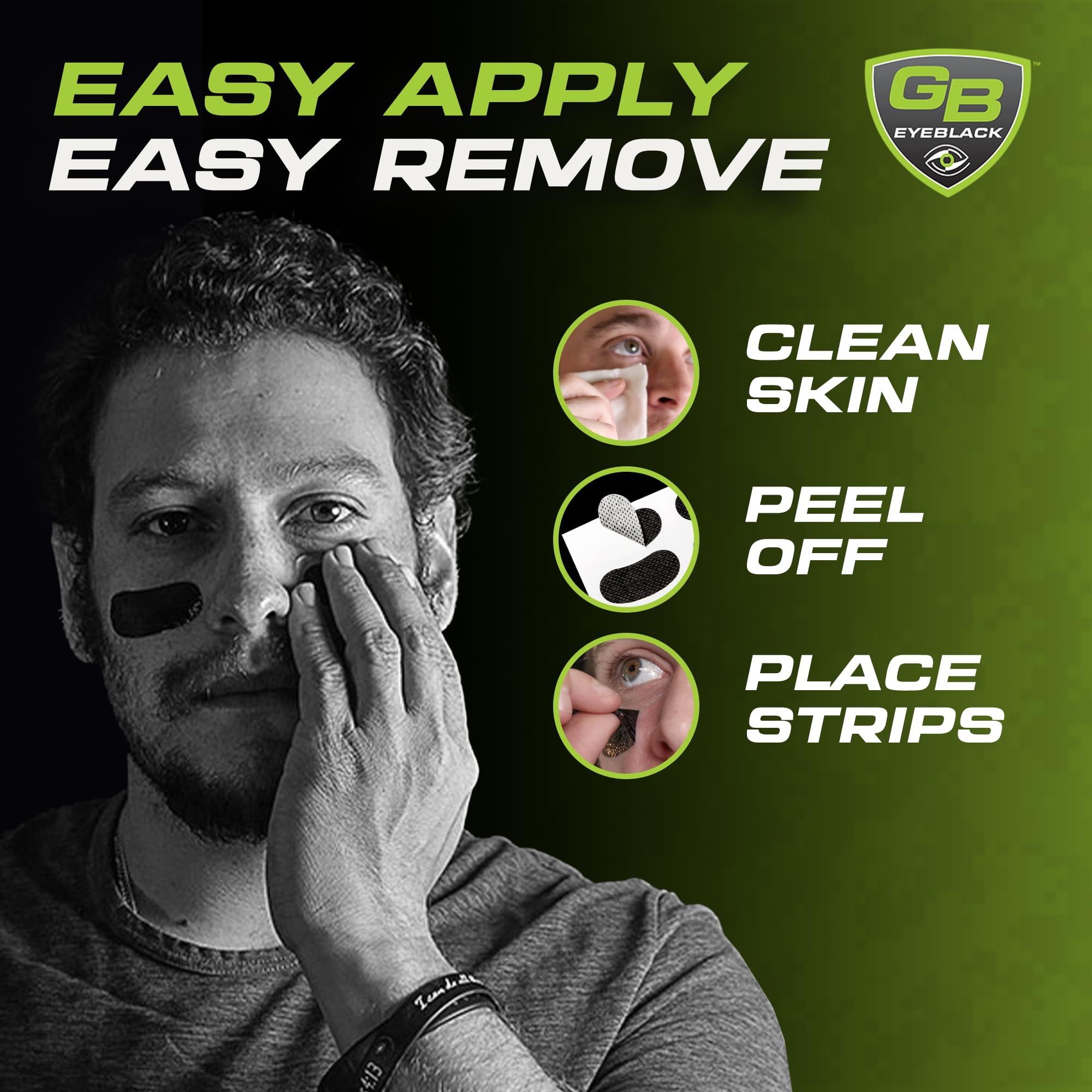 GB Eyeblack anti-smear design keeps faces clean during play.