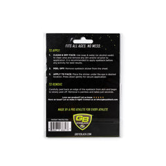 GB Eyeblack durable adhesion that lasts through perspiration.