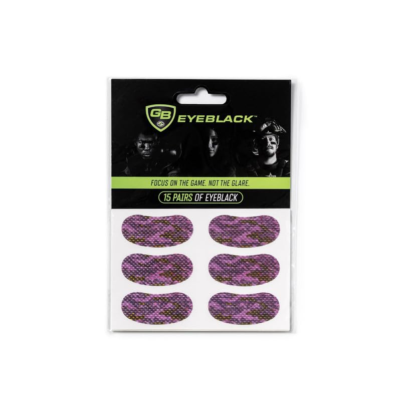 GB Eyeblack purple camo eye strip pack for game day glare control.