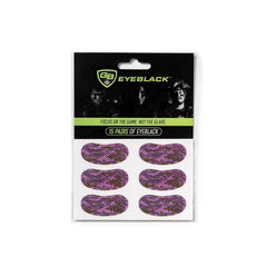 GB Eyeblack purple camo eye strip pack for game day glare control.