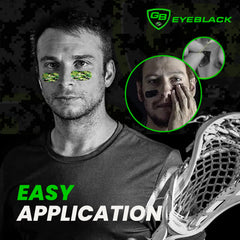 GB Eyeblack purple camo stickers being applied before activity on dry skin