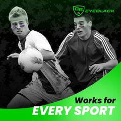 GB Eyeblack purple camo eye black stickers used at an outdoor sports event