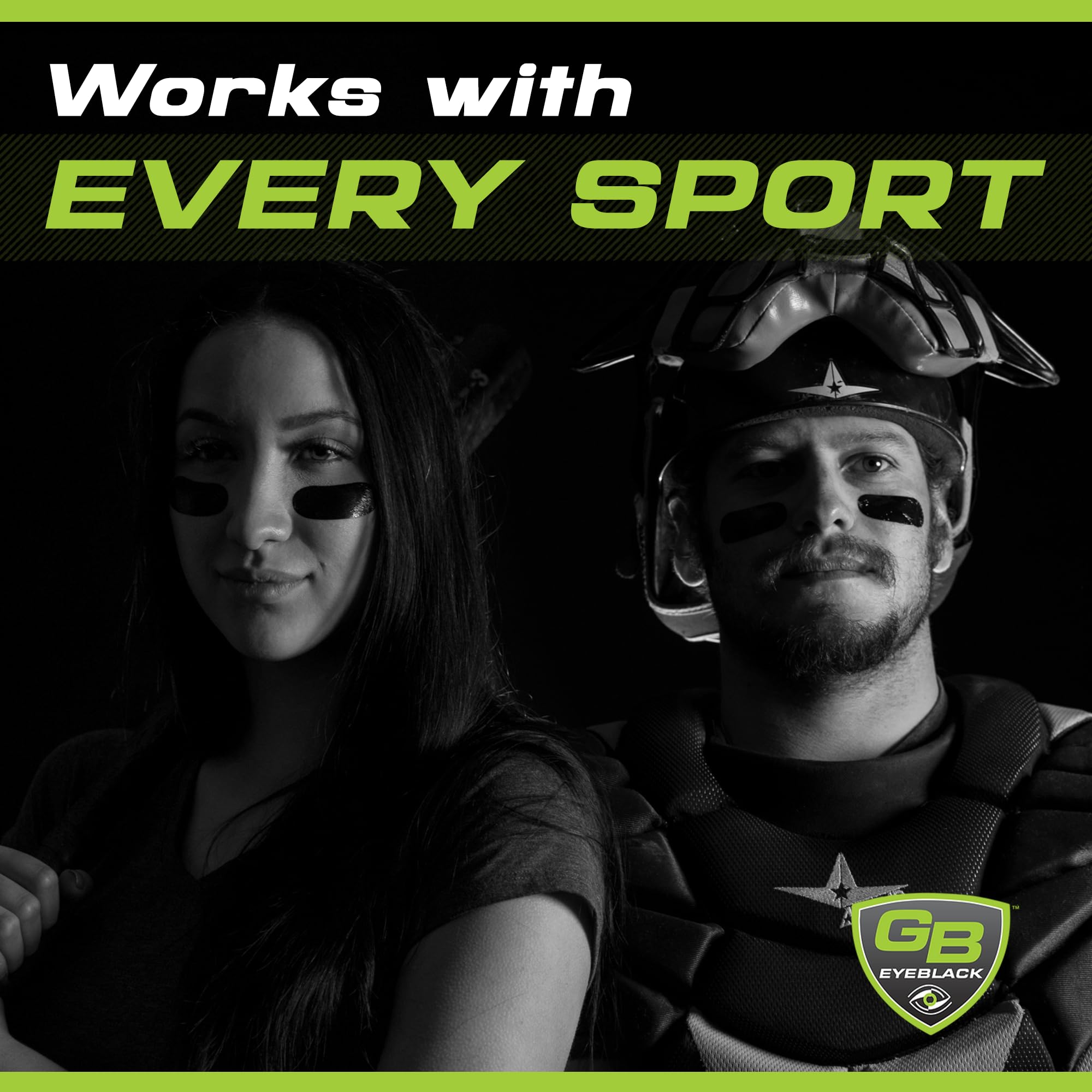 GB Eyeblack skin-safe eye strips tested on diverse skin types.