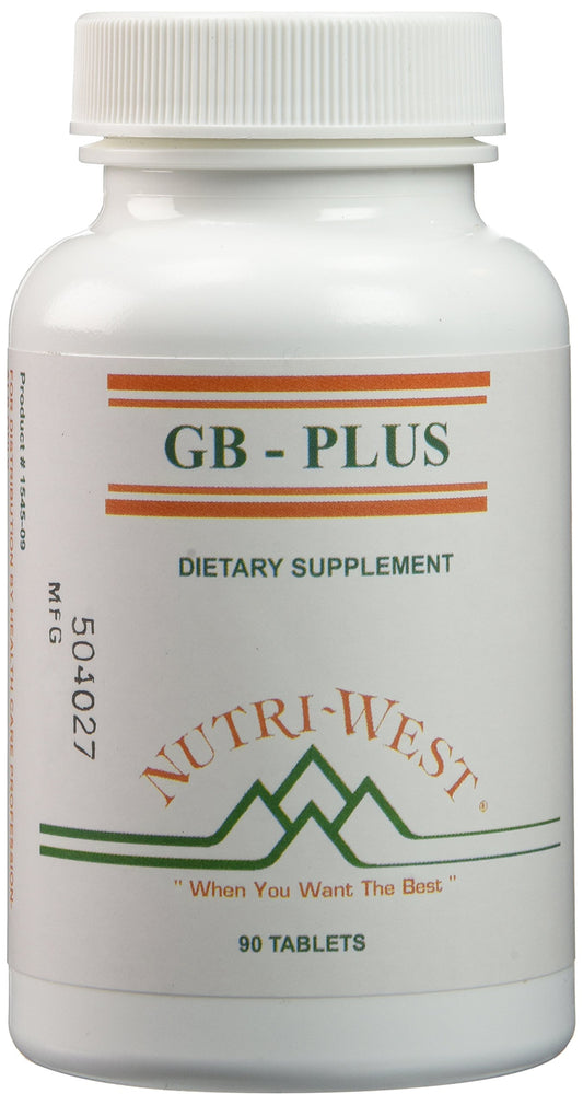 GB-Plus 90 Tablets Nutri-West bottle - front view