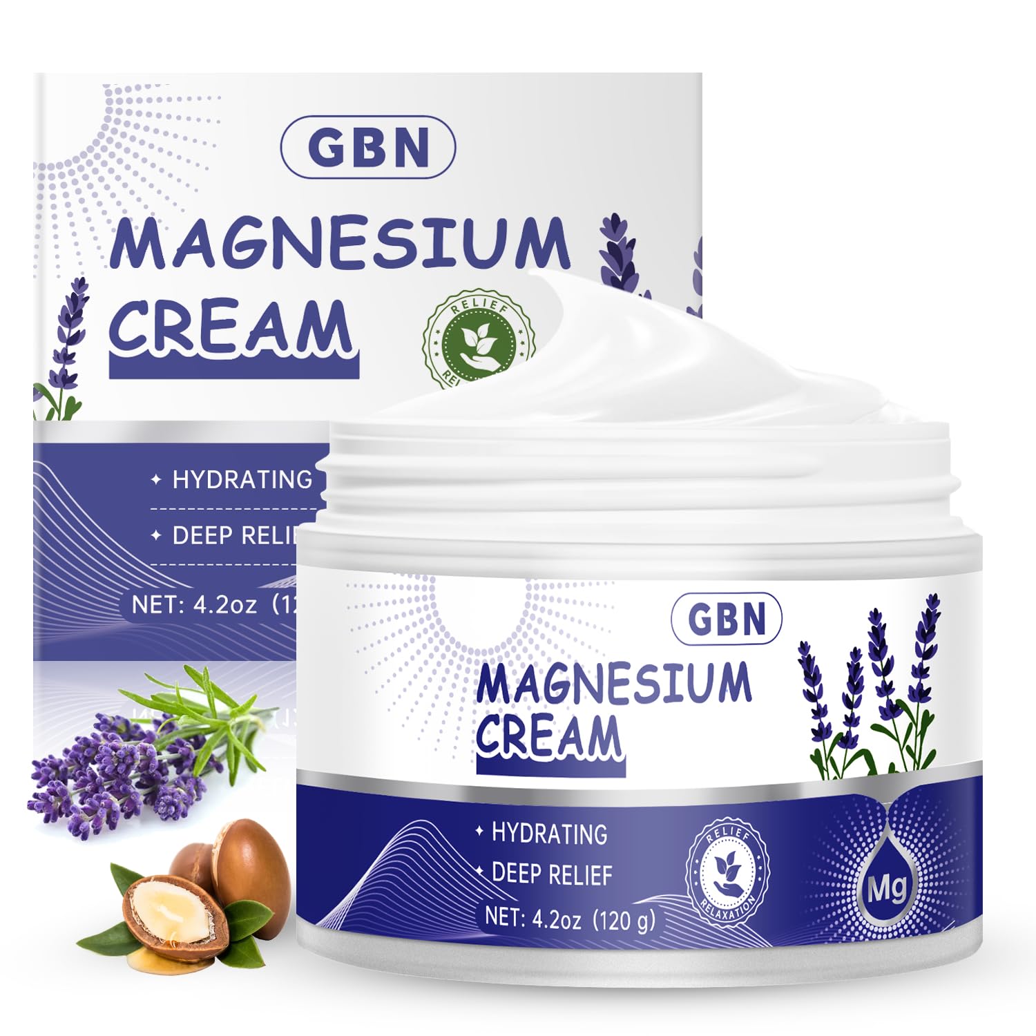 Hero shot of GBN Magnesium Cream with lavender scent