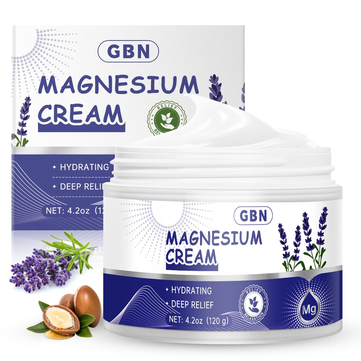 Hero shot of GBN Magnesium Cream with lavender scent
