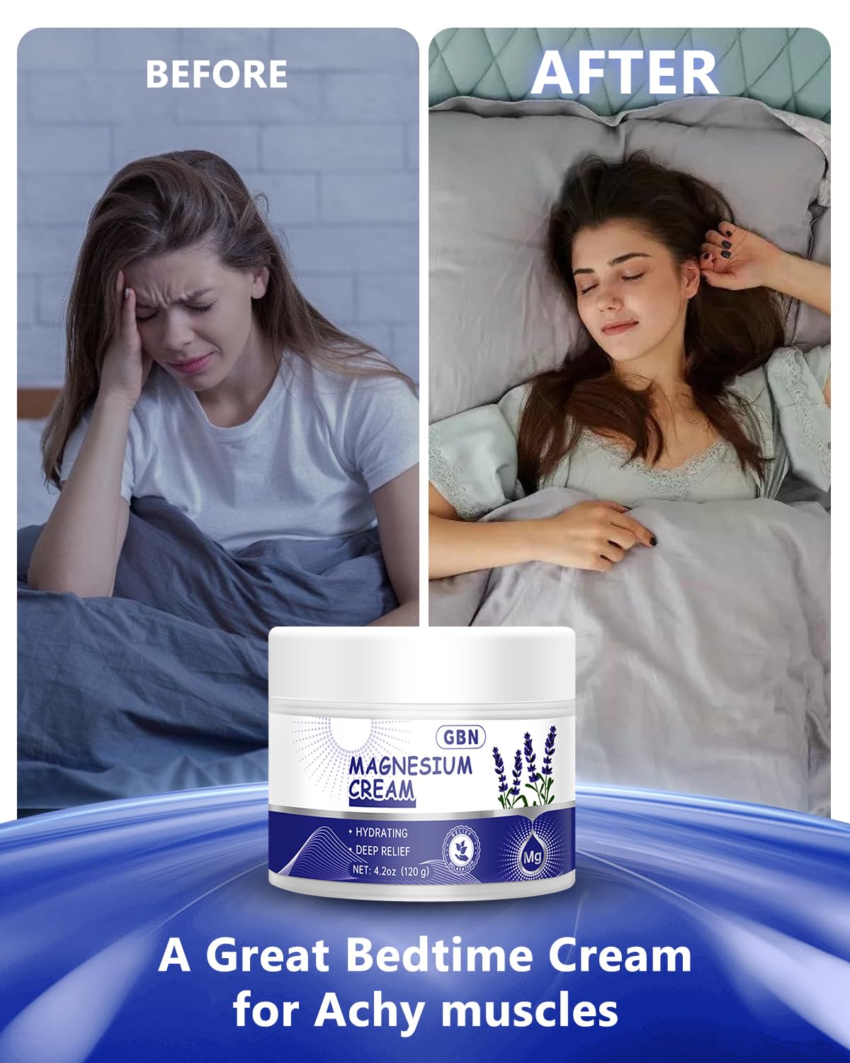 Nighttime routine featuring magnesium cream for sleep support