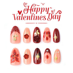 GCSQW 3D handmade rose design nail tips for dimensional beauty.