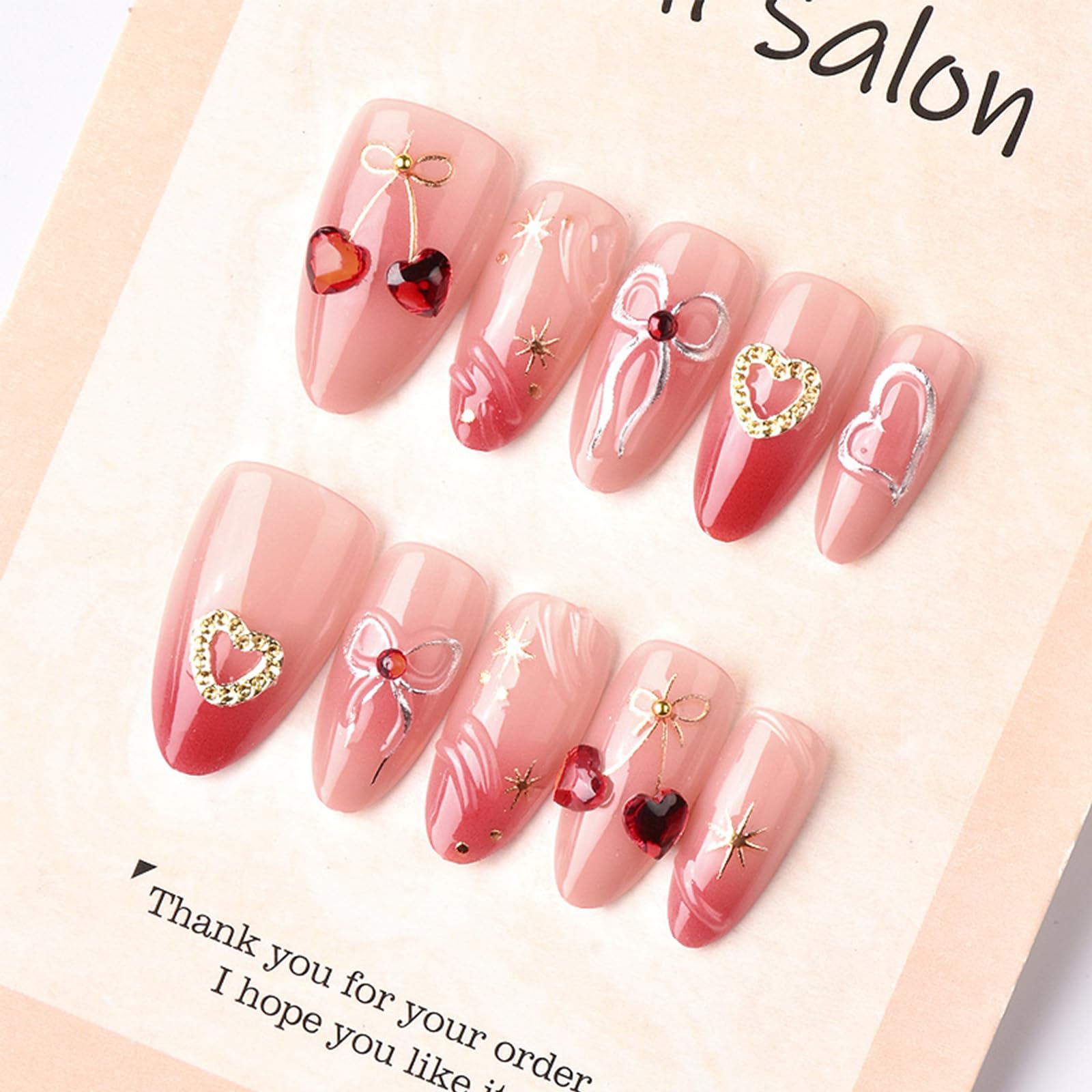 GCSQW valentines nails with gradient pink finish suitable for parties and romantic occasions