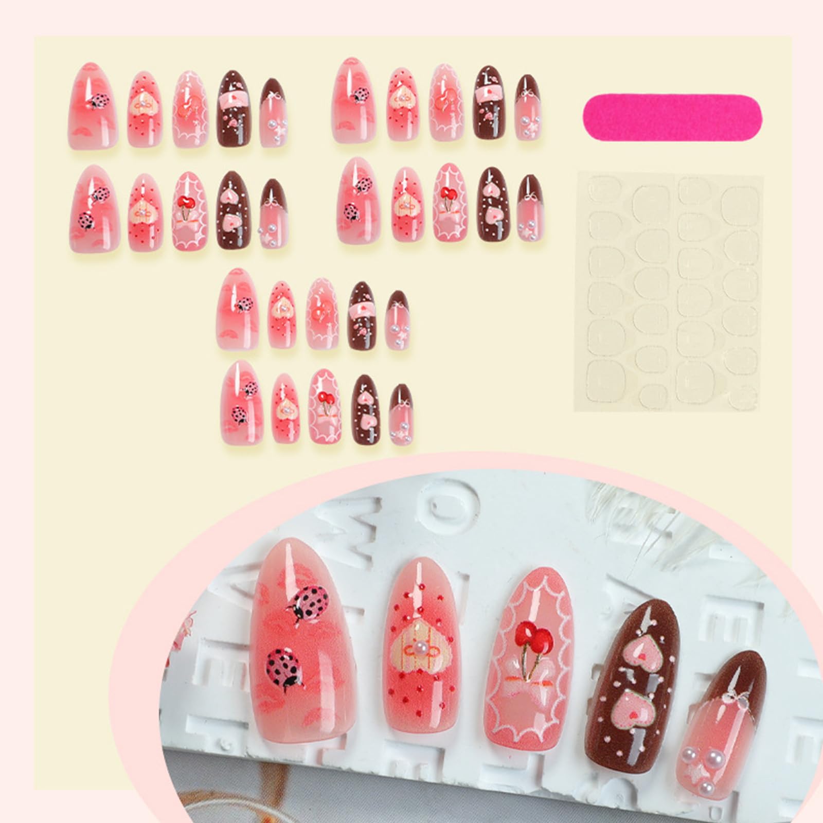 GCSQW 3D hearts bows roses nails for festive occasions