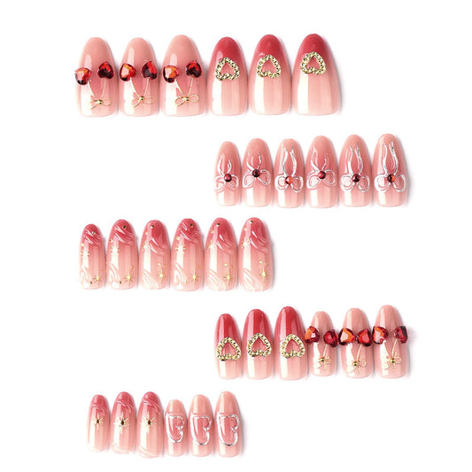 GCSQW valentines press-on nails glossy ABS material for durable, comfortable everyday wear