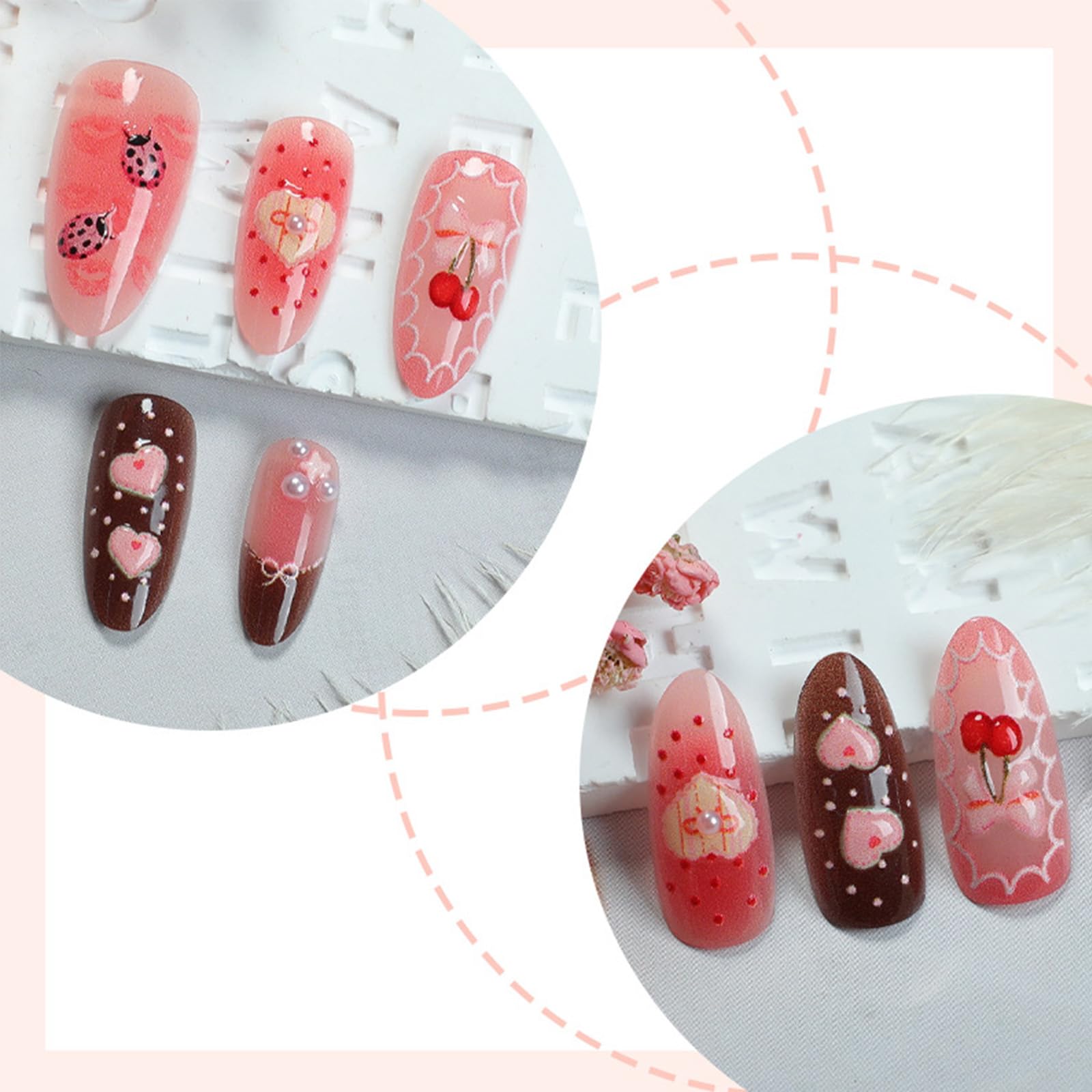 GCSQW pink gradient lip print nails for chic everyday wear