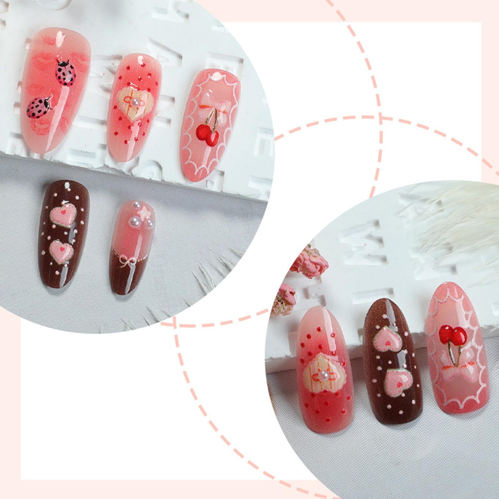 GCSQW pink gradient lip print nails for chic everyday wear