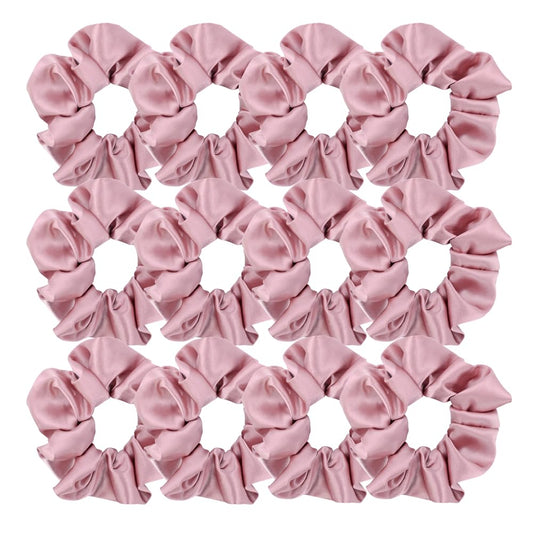 Gebelle satin scrunchies Basic Blush close-up shows gentle stretch for all-day wear