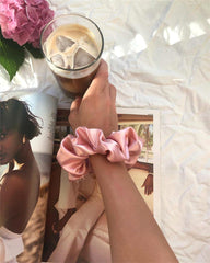 Gebelle satin scrunchies Oversized bun setup highlights voluminous, secure updos