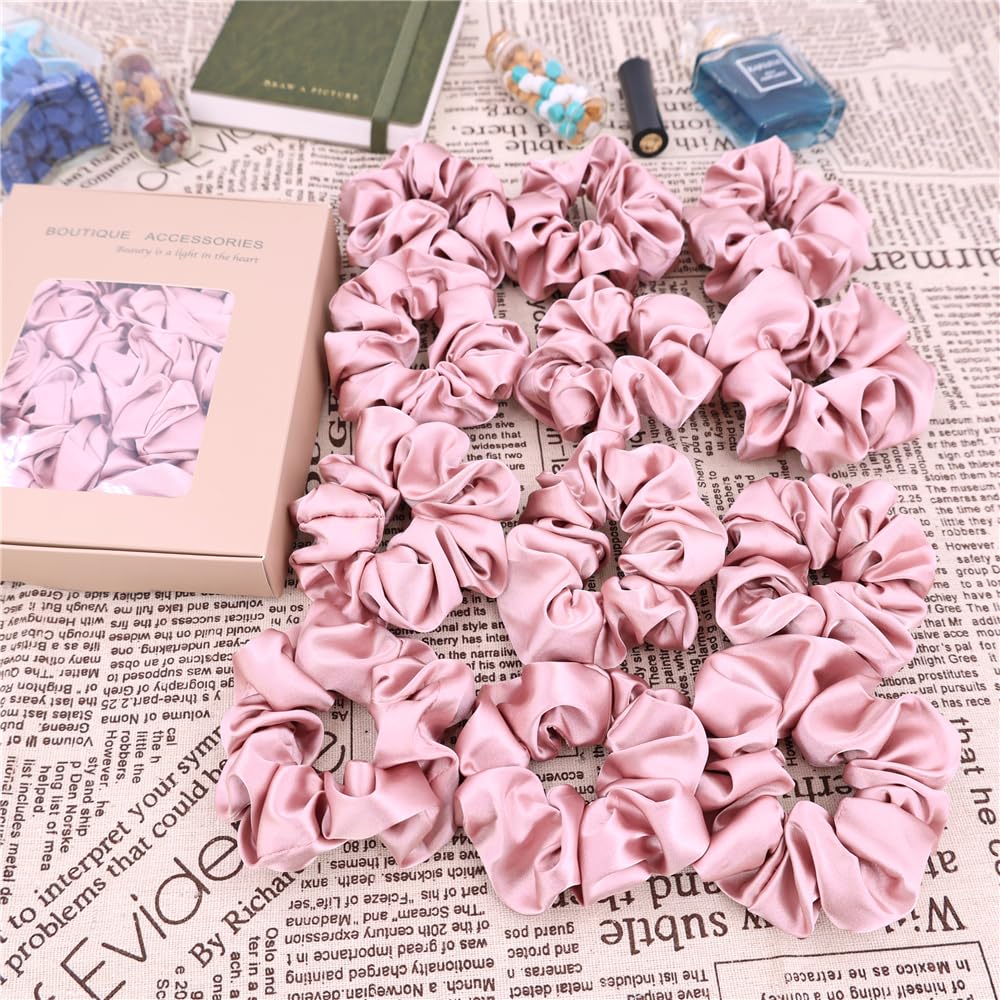 Gebelle satin scrunchies Soft elastic band minimizes hair snag