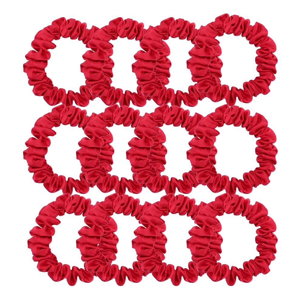 Gebelle skinny satin scrunchies red pack front shows premium silk glide for smooth hair ties.
