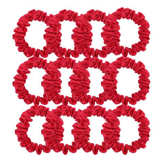Gebelle skinny satin scrunchies red pack front shows premium silk glide for smooth hair ties.