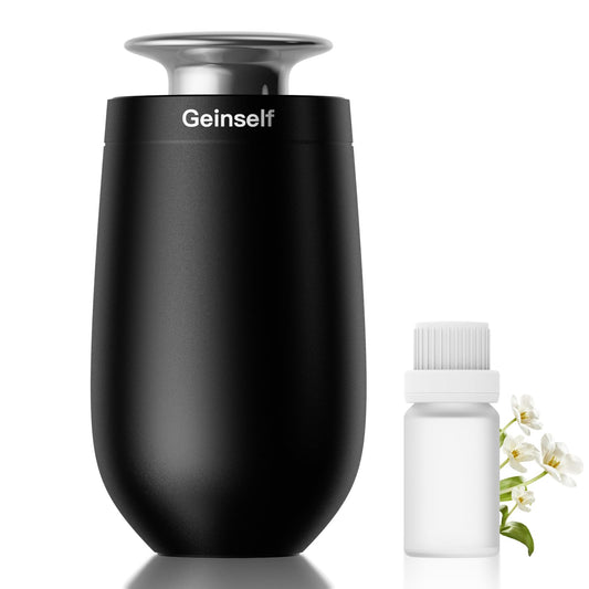 Geinself waterless diffuser black front view — portable car fragrance solution