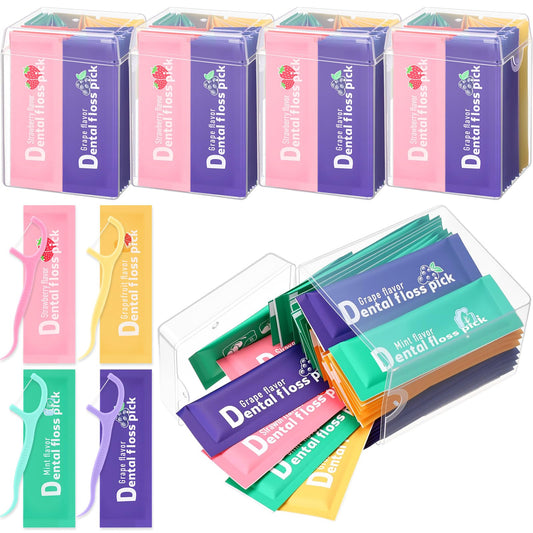 Geiserailie 200-piece dental floss picks in a portable multi-color box