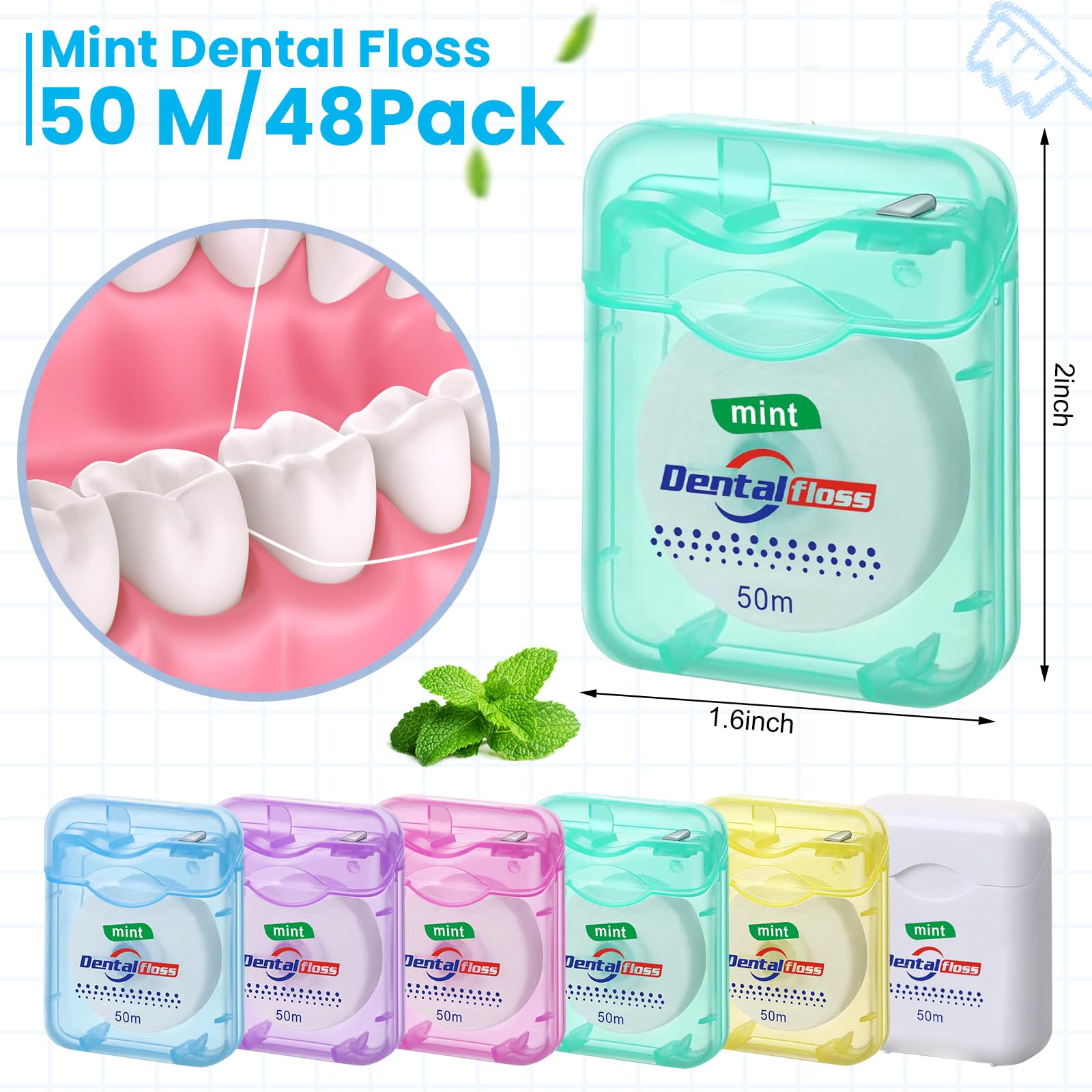 Close-up of braided flat mint floss design