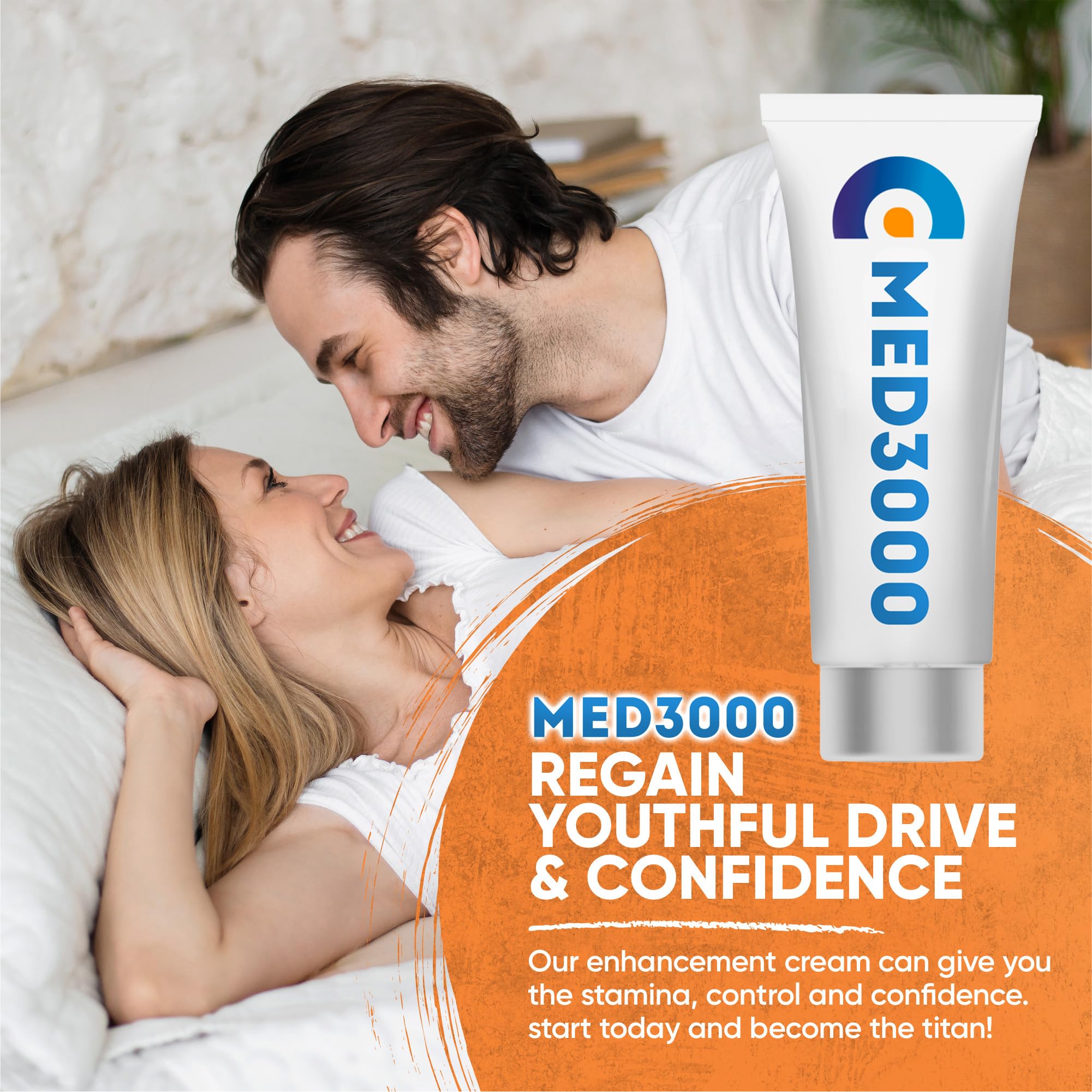 Front view of Gel Med3000 for Men packaging and bottle