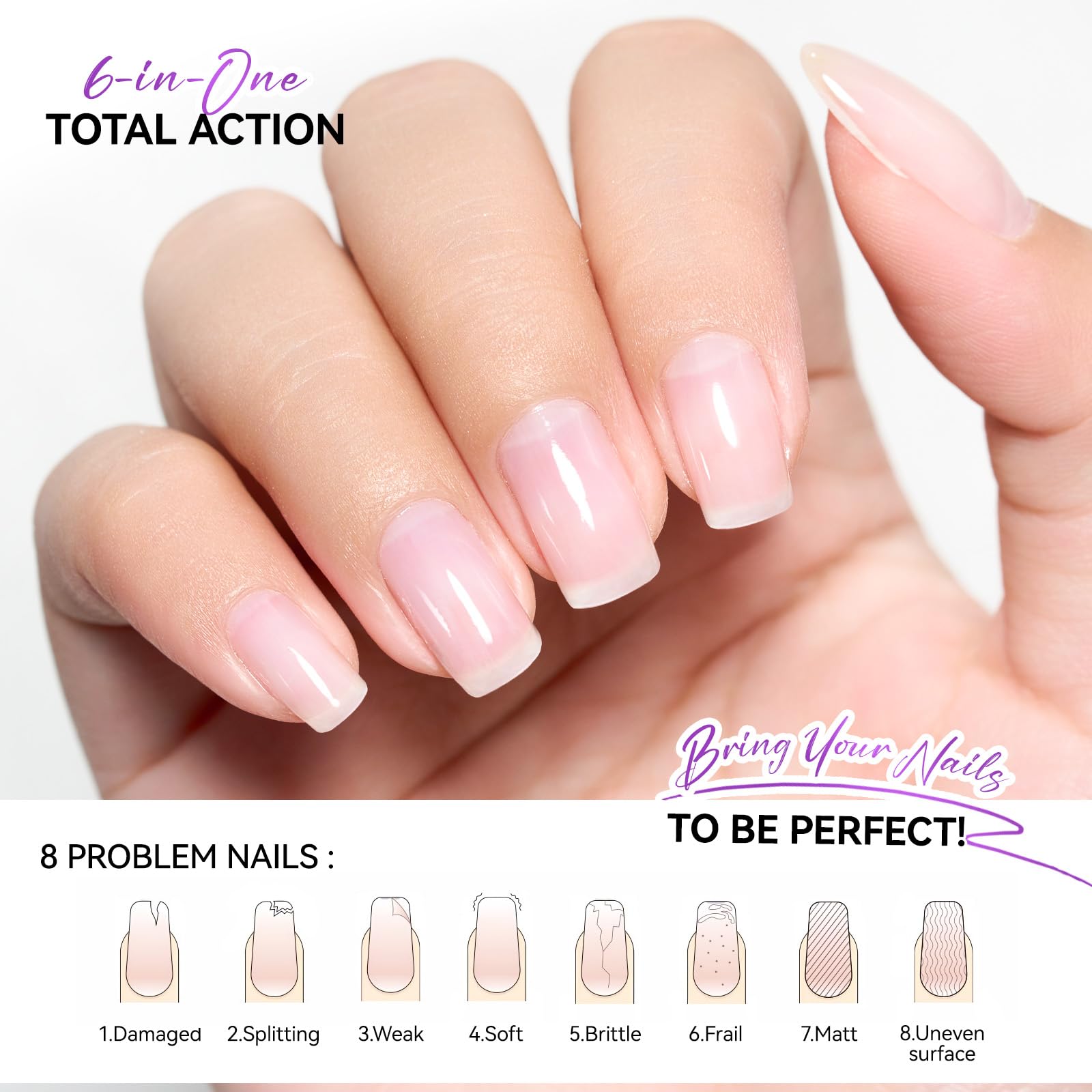 Close-up of Gelike EC ridge filler smoothing an uneven nail surface.