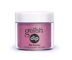 Gelish Going Vogue pink dip powder swatch for vibrant color and wear.