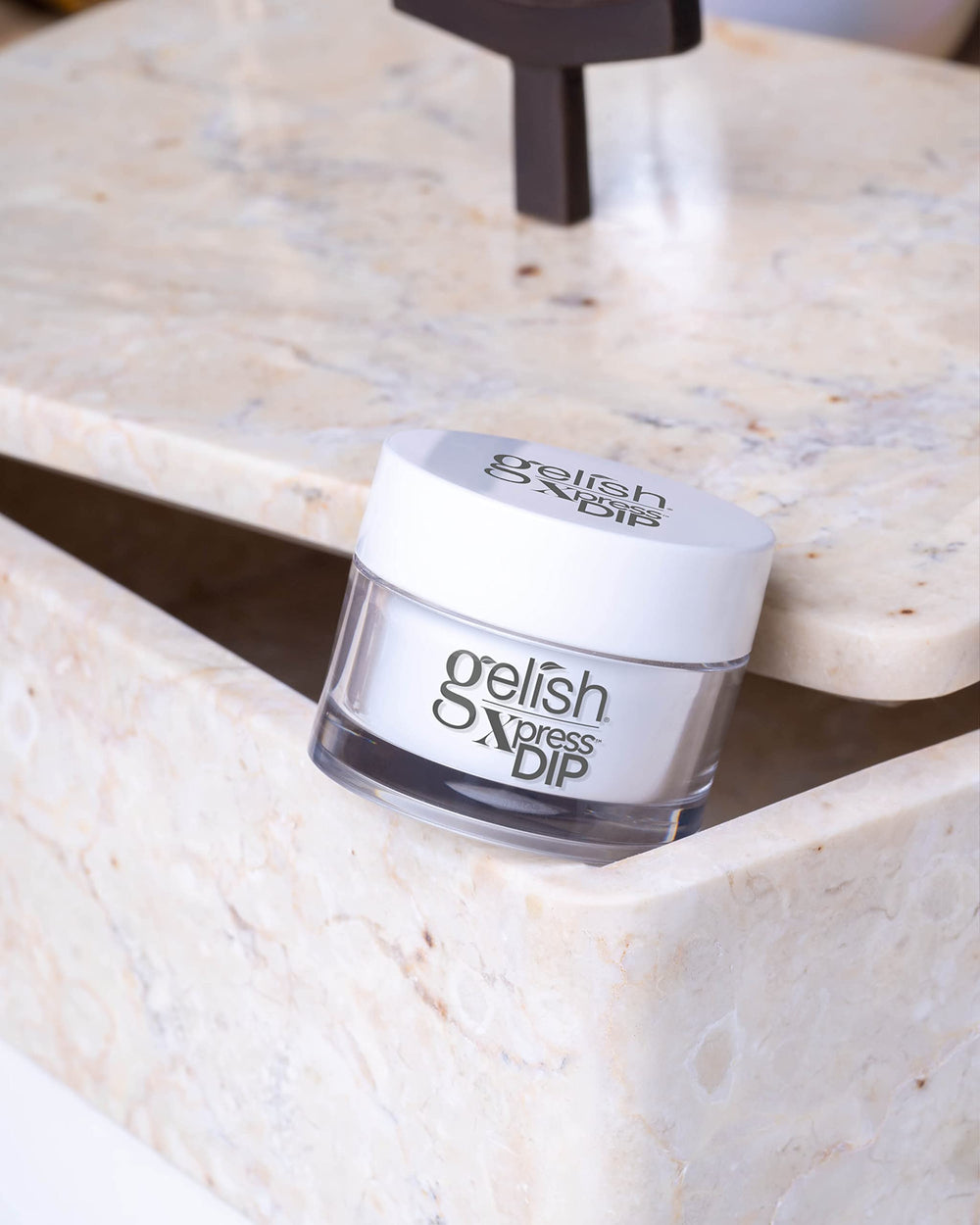 Gelish Xpress Dip Colorfusion technology graphic with built-in activator