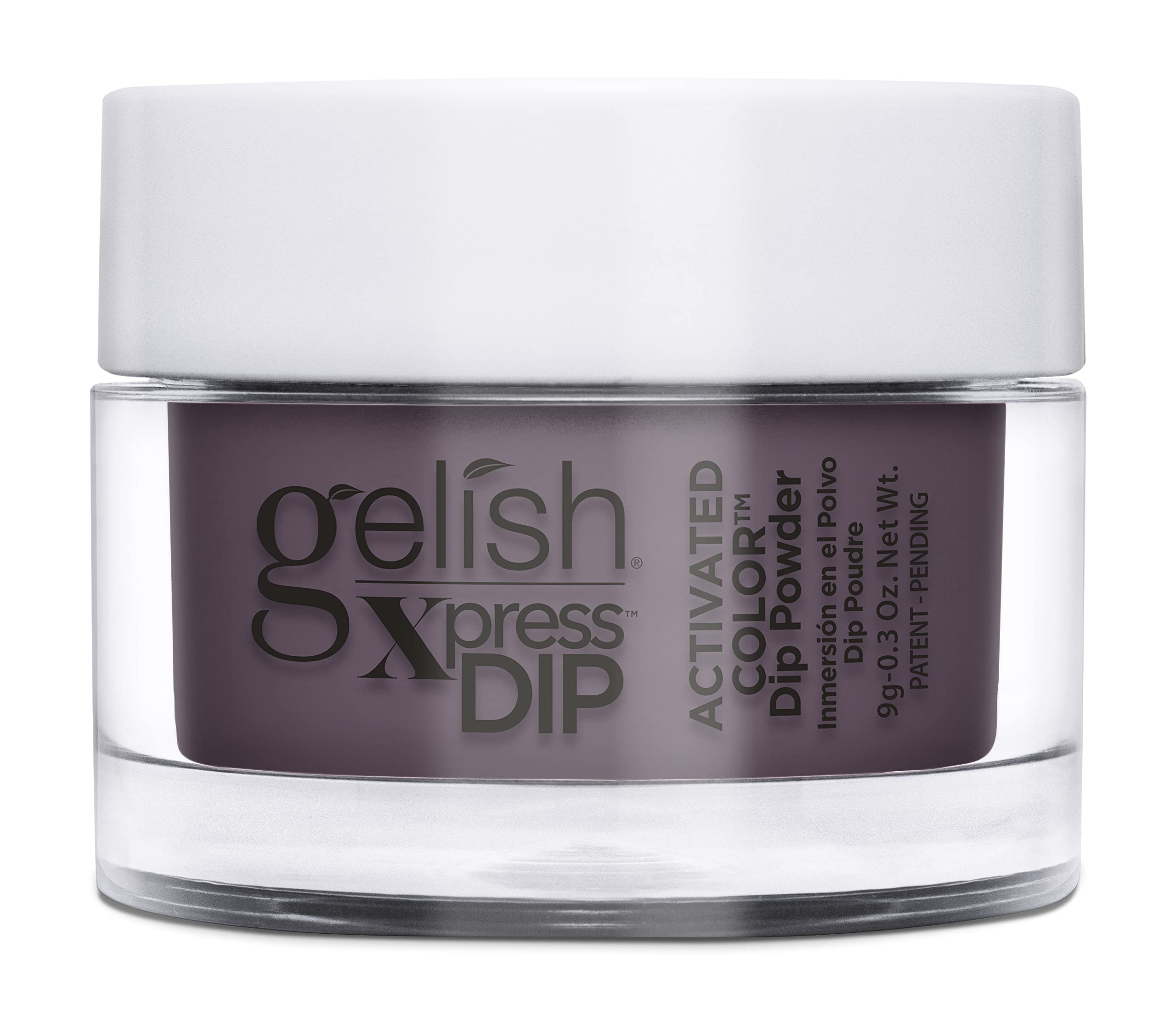 Gelish Xpress Dip sweater weather purple powder close-up for vibrant, long-lasting nails